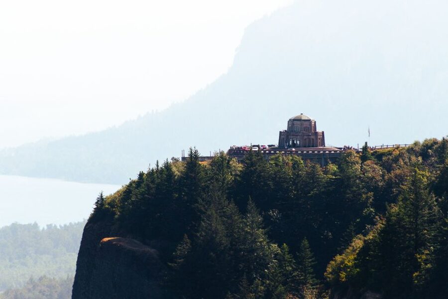 From Portland: Columbia Gorge Waterfalls Tour - Horsetail Falls: quick base photos with mist in the air