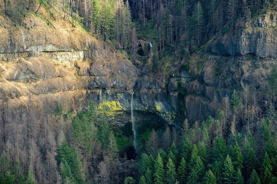 Portland: Columbia Gorge Waterfalls 40-Minute Scenic Flight - Multnomah Falls from above: the 620-foot two-drop moment